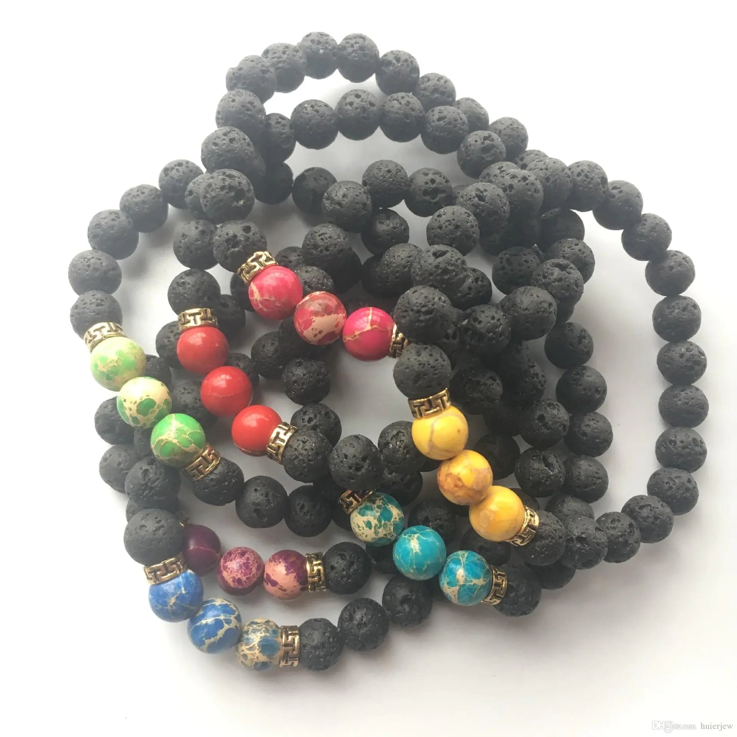 Lava Rock Stone Beads Bracelet Charm