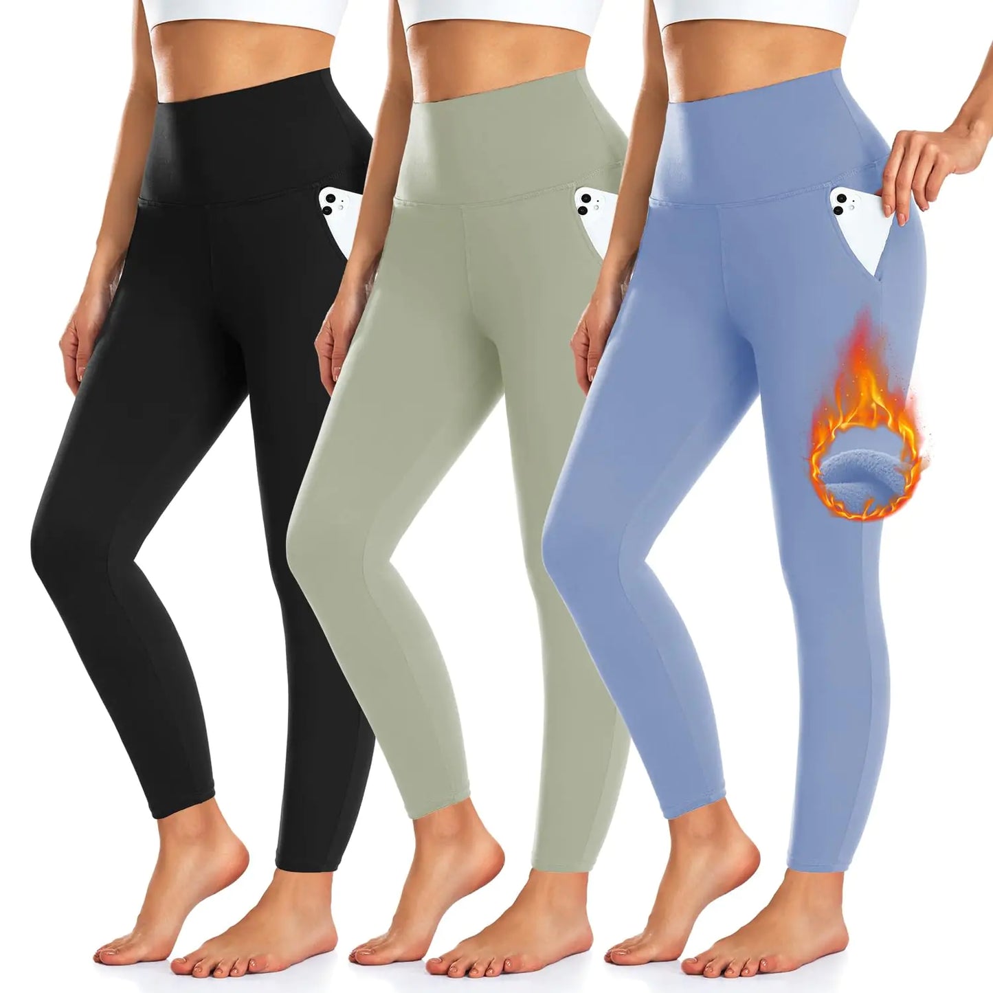 3 Pack Fleece Lined Leggings