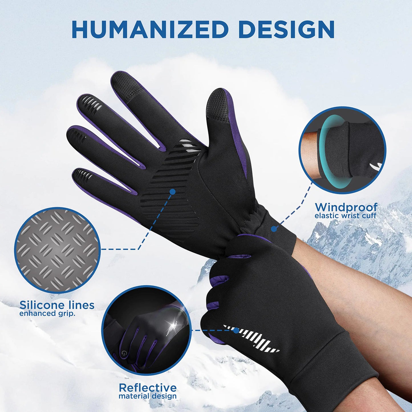 SIMARI Touch Screen Winter Sport Gloves - Thermal, Majestic Small