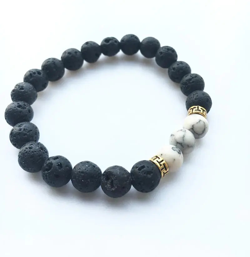 Lava Rock Stone Beads Bracelet Charm