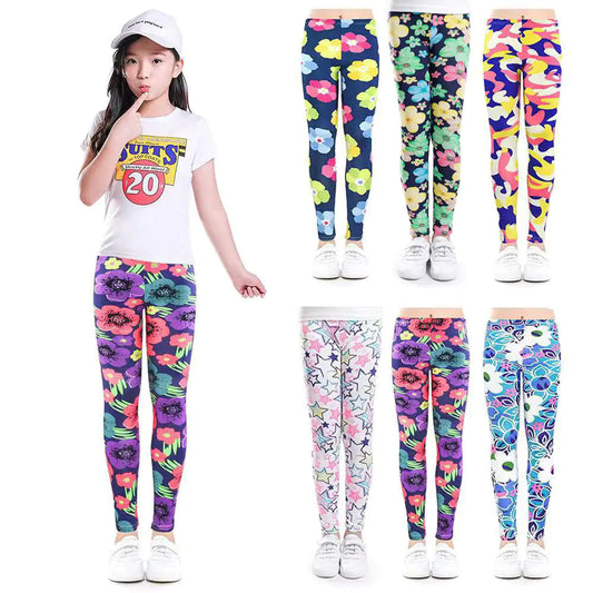 Children's Multicolor Printed Leggings Ankle