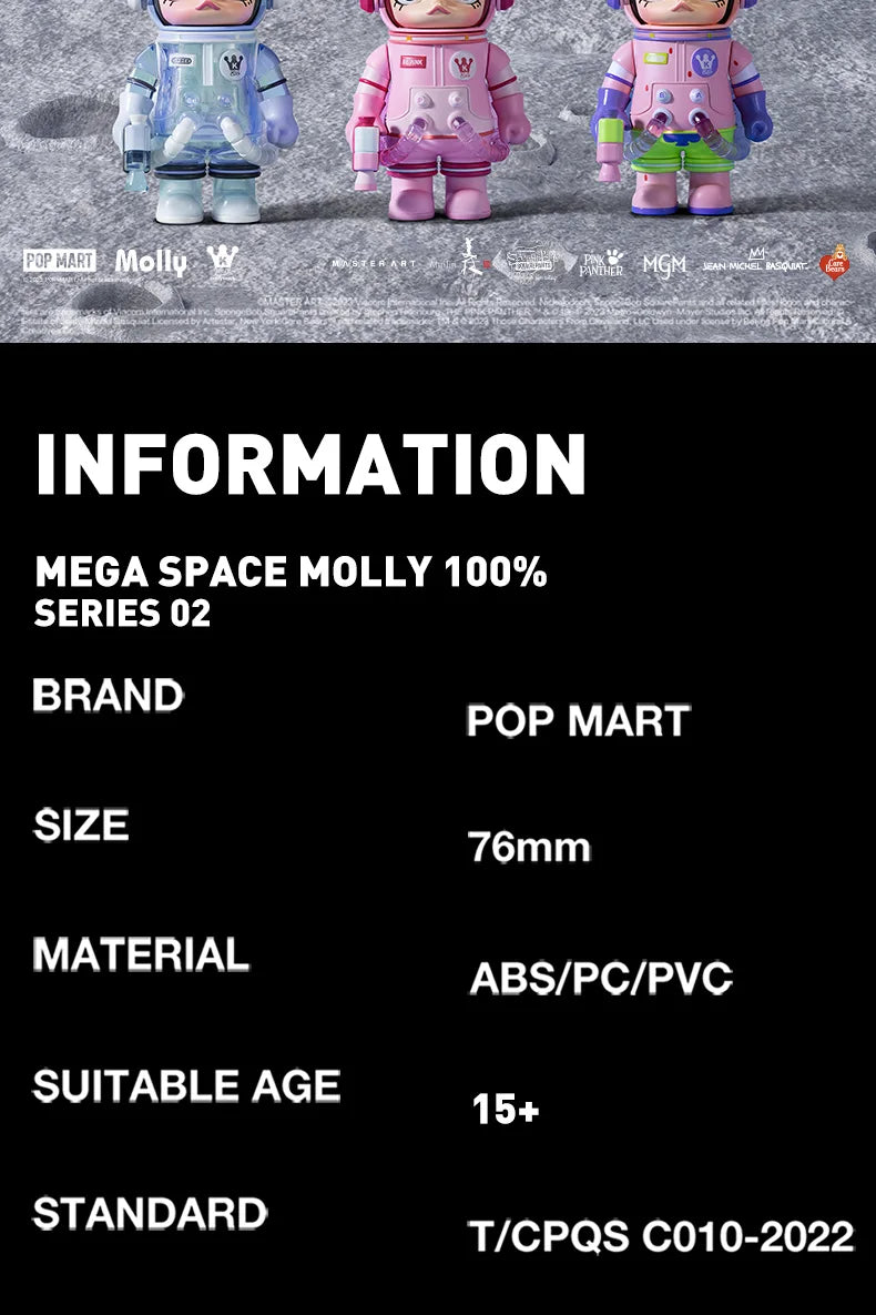 POP MART MEGA SPACE MOLLY 100% SERIES 02-B Mystery Box 1PC/9PCS POPMART Blind Box Action Figure