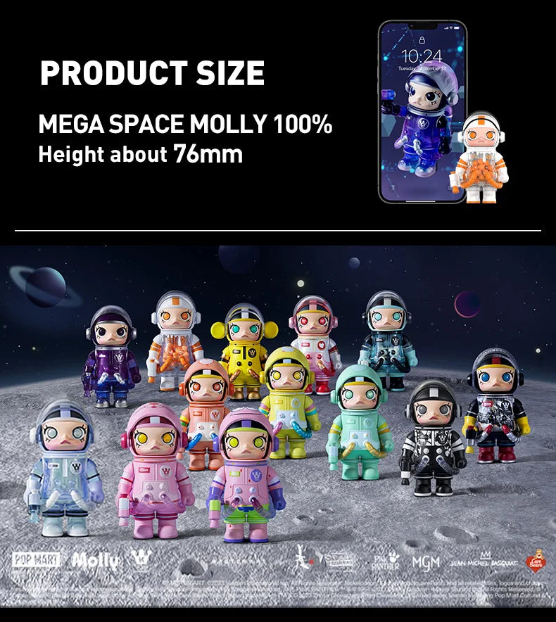 POP MART MEGA SPACE MOLLY 100% SERIES 02-B Mystery Box 1PC/9PCS POPMART Blind Box Action Figure