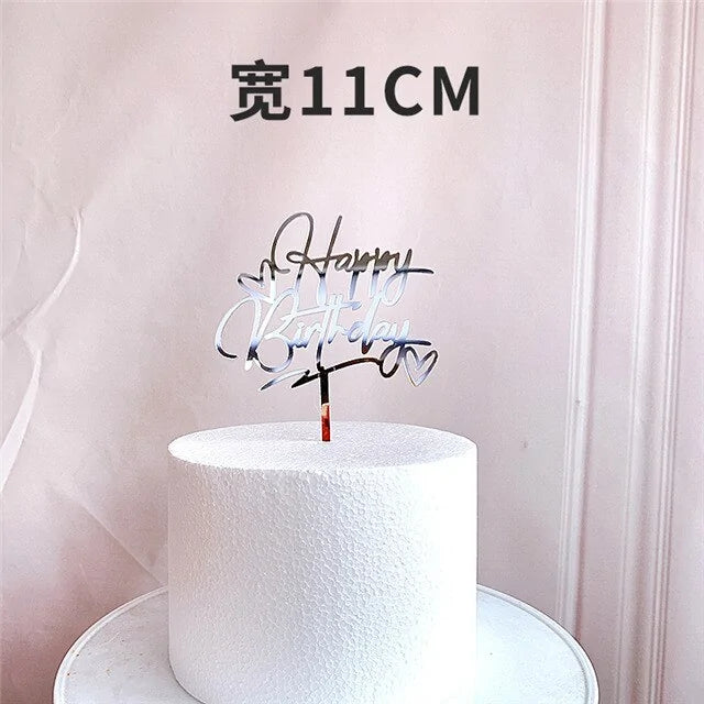 Golden "Happy Birthday" Acrylic Cake Topper