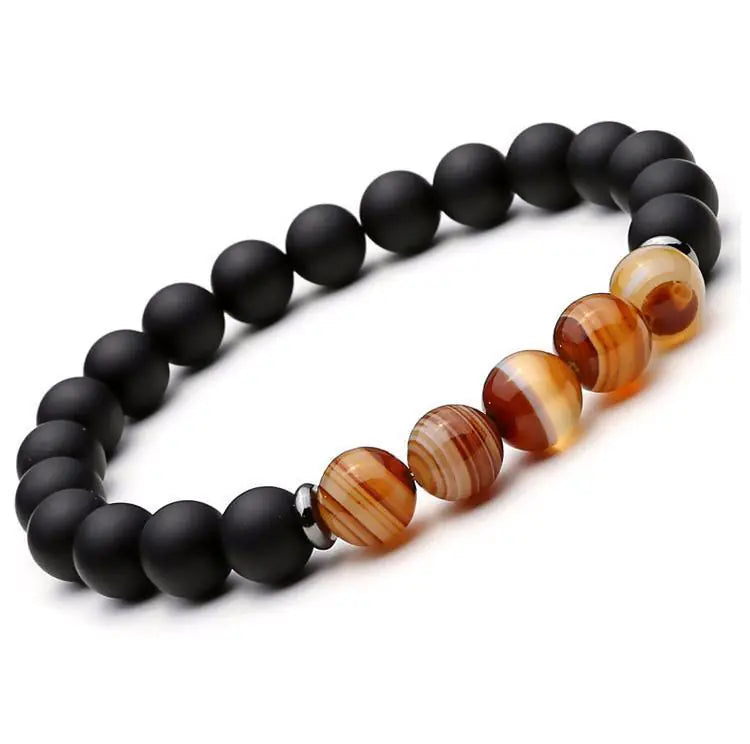 Natural Stone Beaded Black Double Bracelet