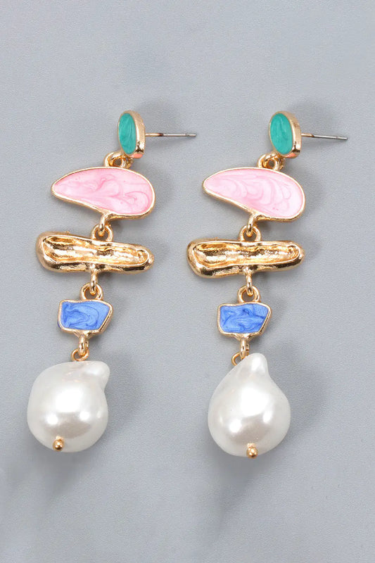 Zinc Alloy Synthetic Pearl Dangle Earrings